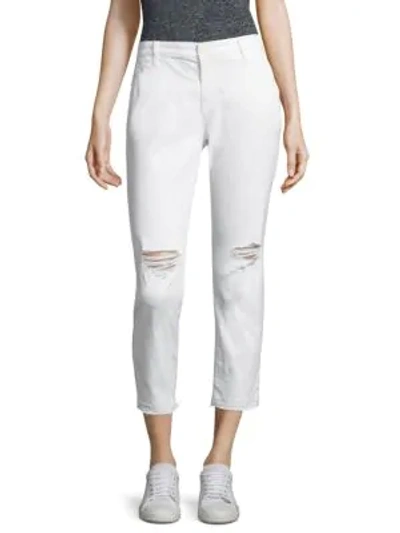 Shop Ag Tristan Distressed Raw-hem Trousers In White