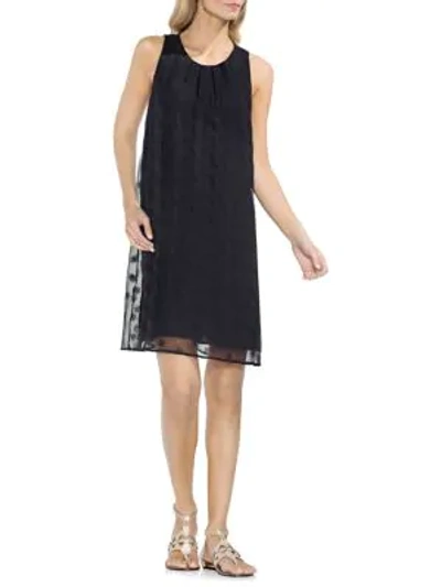 Shop Vince Camuto Sleeveless Embroidered Shift Dress In Rich Black