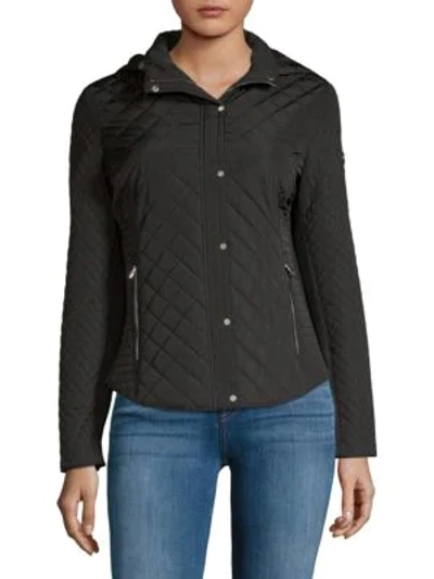 Shop Calvin Klein Quilted Hooded Jacket In Black
