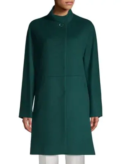 Shop Cinzia Rocca Classic Wool Coat In Teal