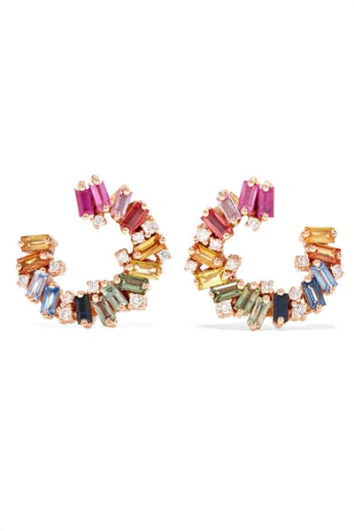 Shop Suzanne Kalan Spiral 18-karat Rose Gold, Sapphire And Diamond Earrings
