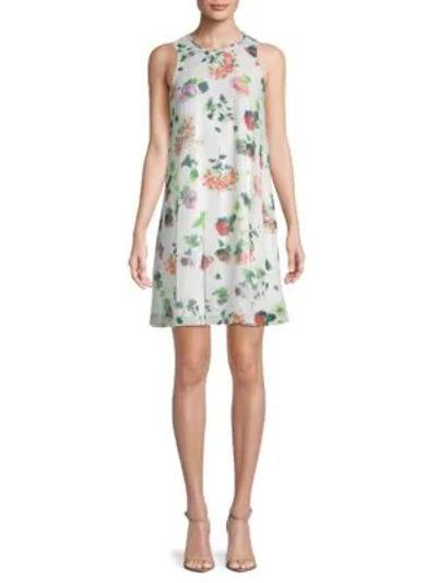 Shop Calvin Klein Floral-print Pullover Mini Dress In Green Multi