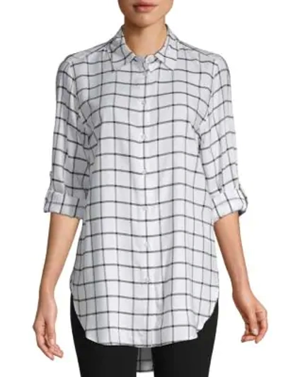 Shop Calvin Klein Windowpane Button-down Shirt In White Black