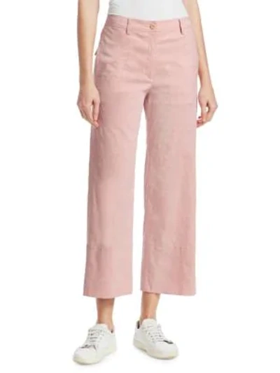 Shop Theory Linen Pull-on Pants In Pink Ballet