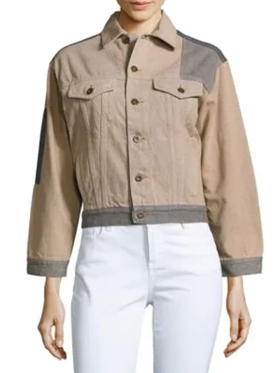 Shop Mcq By Alexander Mcqueen Cotton Patchwork Jacket In Sun Bleach