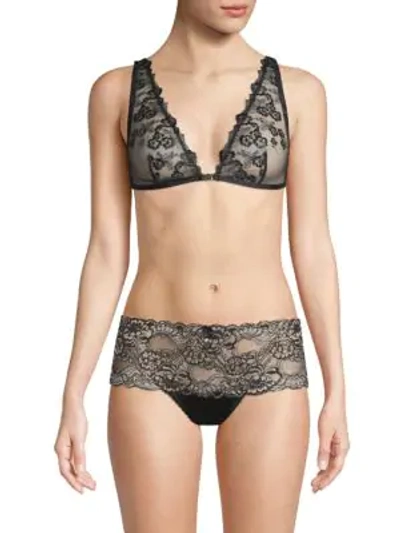Shop Mimi Holliday Floral Lace Triangle Bra In Black