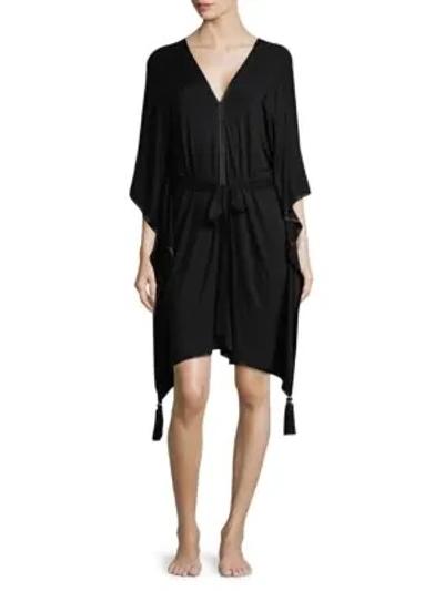 Shop Natori Fuji Belted Caftan In Black