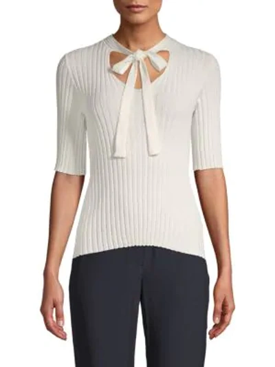 Shop Endless Rose Ribbed Keyhole Top In Off White