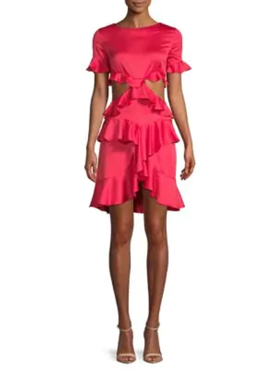 Shop Few Moda Open-back Ruffle Dress In Red