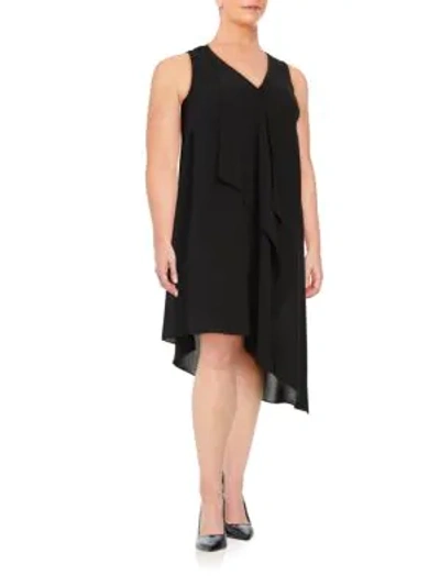 Shop Adrianna Papell Plus Ruffled Chiffon Dress In Black