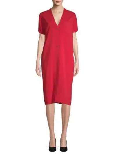 Shop Lanvin Short-sleeve Shift Dress In Red