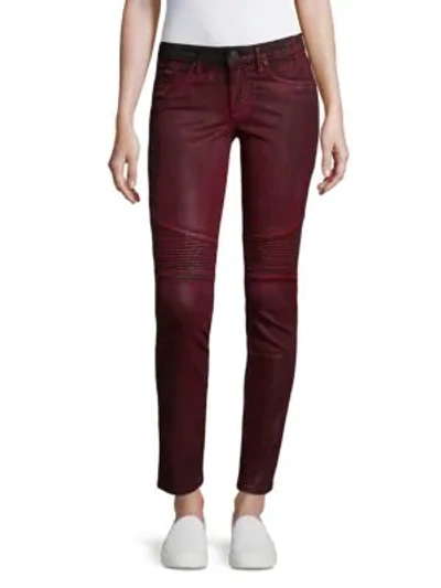 Shop Robin's Jean Button Fly Motorcycle Jeans In Red