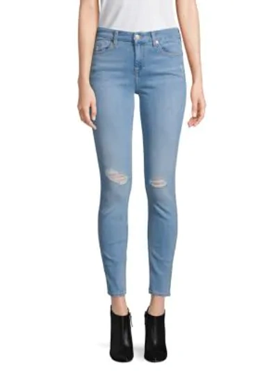 Shop 7 For All Mankind Ripped Ankle Skinny Jeans In Bair Sun Faded