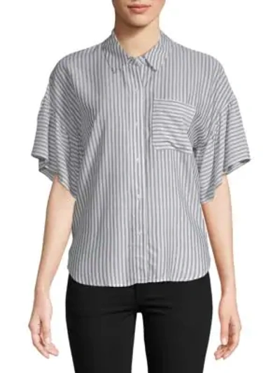 Shop Vince Camuto Striped Button-down Shirt In Blue Night