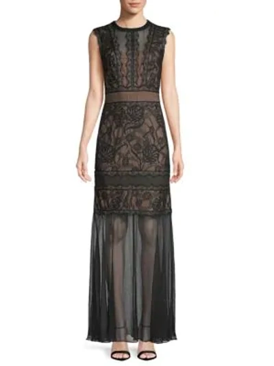 Shop Tadashi Shoji Lace Illusion Dress In Black Multi