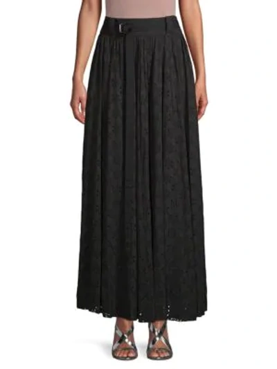 Shop Robert Rodriguez Belted Eyelet Maxi Skirt In Black