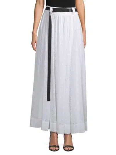 Shop Robert Rodriguez Belted Eyelet Maxi Skirt In White