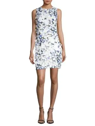 Shop Karl Lagerfeld Applique Printed Lace Dress In Blue Multi