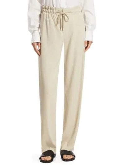 Shop Vince Drawstring Wide Leg Trousers In Horchata