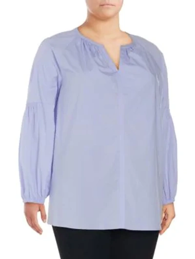 Shop Vince Camuto Plus Puffed Sleeve Top In Pale Chambray