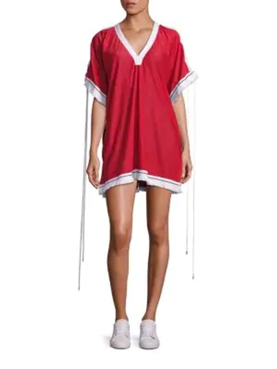 Shop Koza Melissa Perforated Caftan In Red