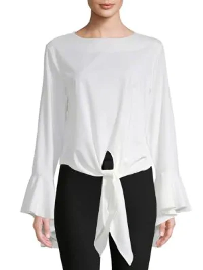 Shop Avantlook Tie-up Bell-sleeve Blouse In White