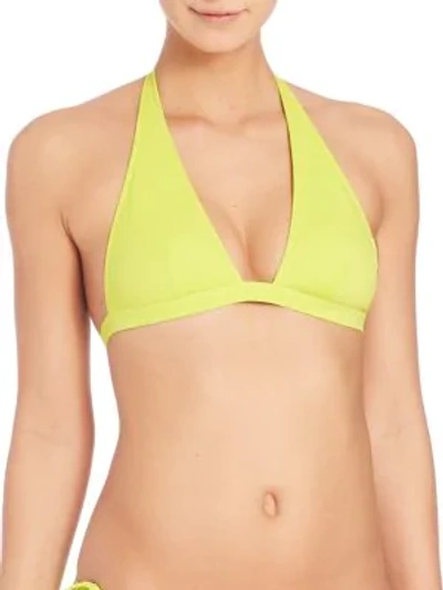 Shop Milly Capri Halter Bikini Top In Citron