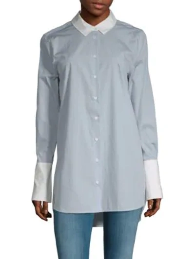 Shop Equipment Hi-lo Cotton Button-down Shirt In Pearl Blue