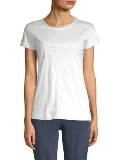 Shop Akris Embossed Graphic Cotton Top In Off White