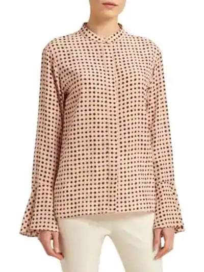 Shop Donna Karan Women's Polka Dot Bell Sleeve Blouse In Blush