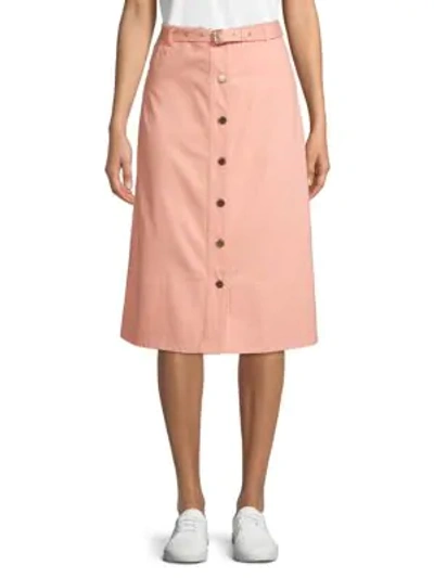 Shop Elizabeth And James Merritt Button Front Midi Skirt In Peach Nectar