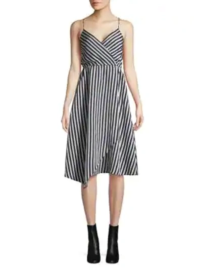 Shop Tracy Reese Striped Fit-&-flare Dress In Black White