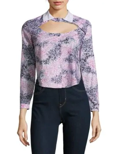 Shop Carven Printed Long-sleeve Cotton Shirt In Multicolor