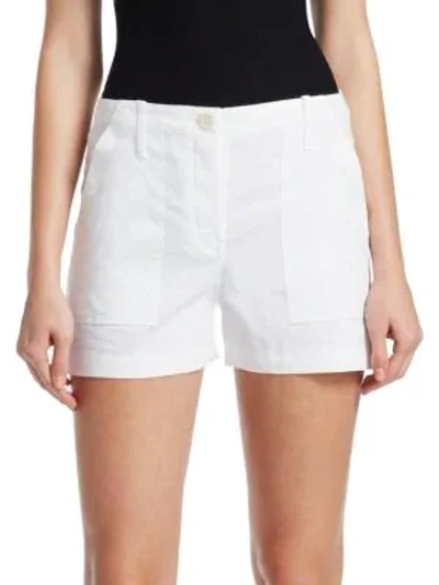 Shop Theory Linen-blend Cargo Shorts In White