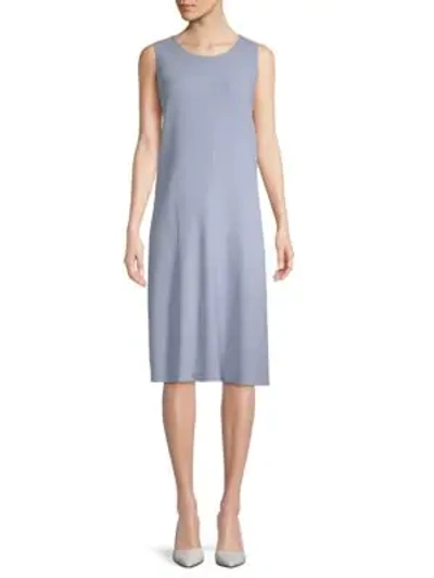 Shop Lafayette 148 Jenilee Arch Sleeveless Dress In Blue