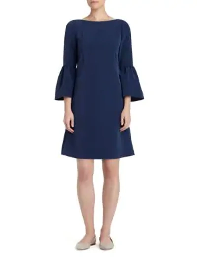 Shop Lafayette 148 Marisa Bell-sleeve Shift Dress In Blue