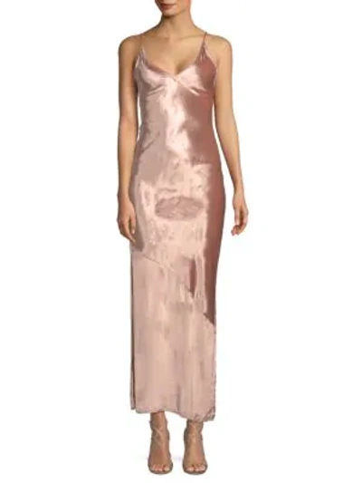 Shop Fleur Du Mal Velvet Slip Dress In Platinum Rose