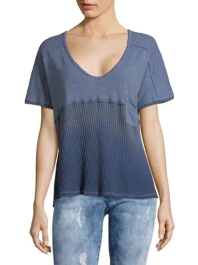 Shop Free People Linen And Cotton Short Sleeve Tee In Slate