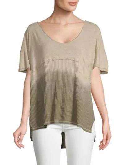 Shop Free People Linen And Cotton Short Sleeve Tee In Sand