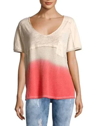 Shop Free People Linen And Cotton Short Sleeve Tee In Coral