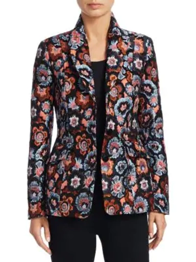 Shop Theory Floral Jacquard Jacket In Multi