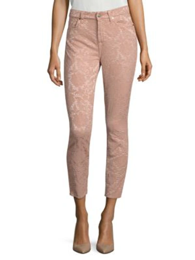 Shop 7 For All Mankind Floral Jacquard Ankle Skinny Jeans In Blush