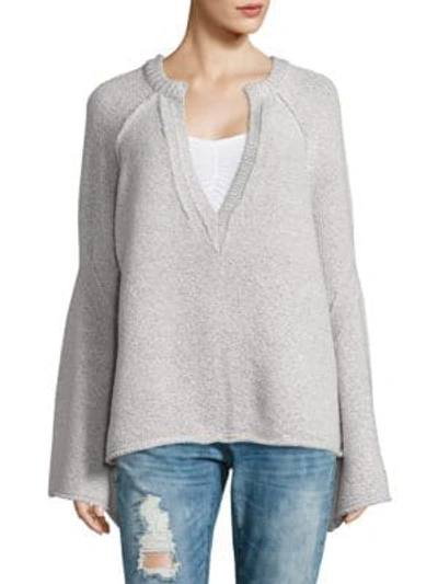 Shop Free People Lovely Lines Bell-sleeve Sweater In Ivory