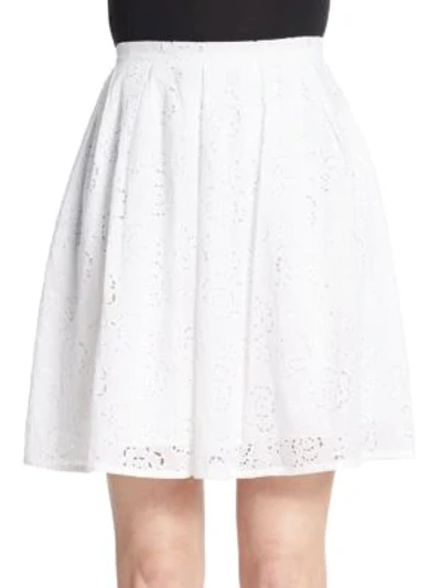Shop Christopher Kane Floral Eyelet Skirt In White