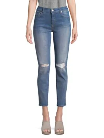Shop 7 For All Mankind Josefina Busted-knee Jeans In Blue
