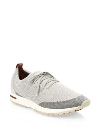 Shop Loro Piana Men's Flexy Walk Knit Runners In Grey Mix