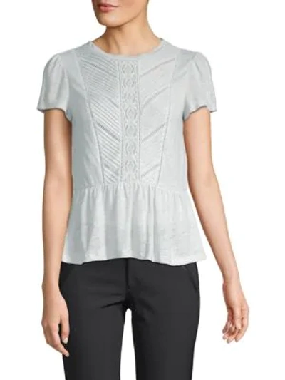 Shop Rebecca Taylor Lace-trimmed Linen Top In Sea Spray