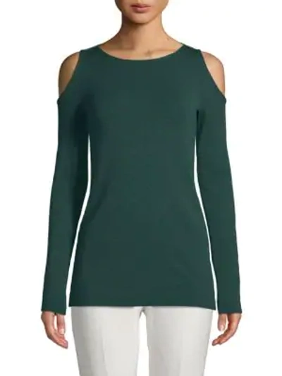 Shop Lafayette 148 Cold-shoulder Wool Sweater In Tuscan Tea