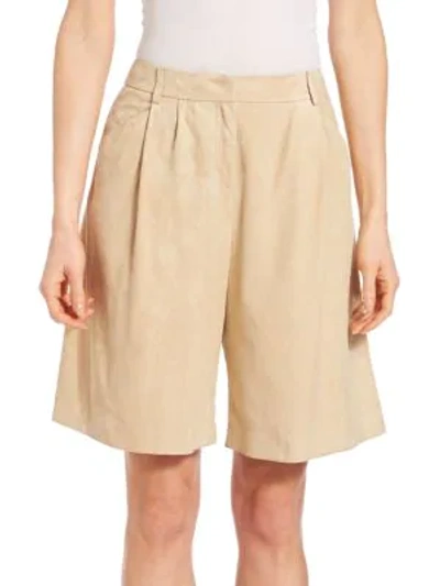 Shop Lafayette 148 Suede Clarkson Shorts In Sahara