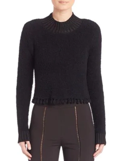 Shop Jonathan Simkhai Wool-blend Crop Top In Black